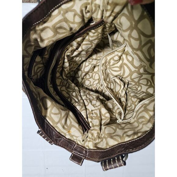 Fossil Brown Y2K leather satchel. M/L. W white stitches. Multiple pockets. Soft‎ - Picture 14 of 14